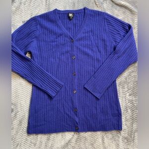 Gumps San Francisco 100% Cashmere Ribbed Cardigan Sweater Medium